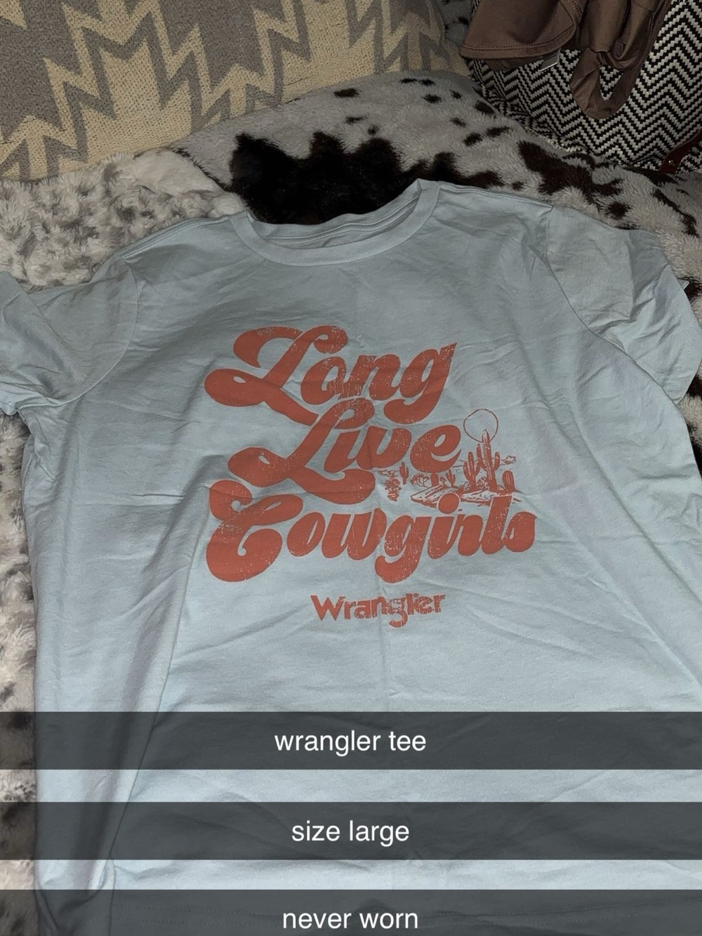 Wrangler Light Blue Tee with Coral Graphic